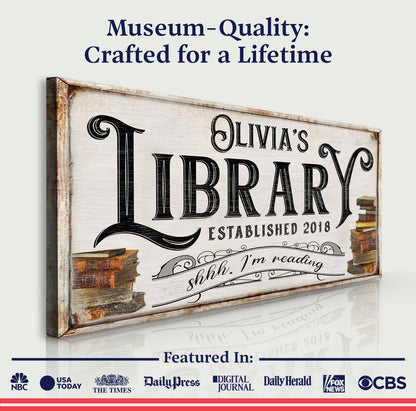 Shhh I'm Reading Library Canvas Sign