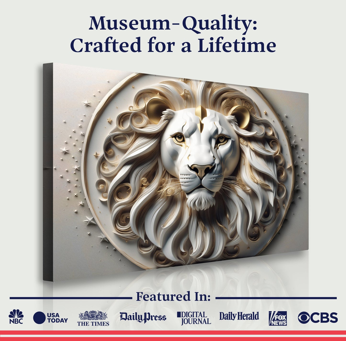 3D Majestic Lion Canvas Wall Art VI