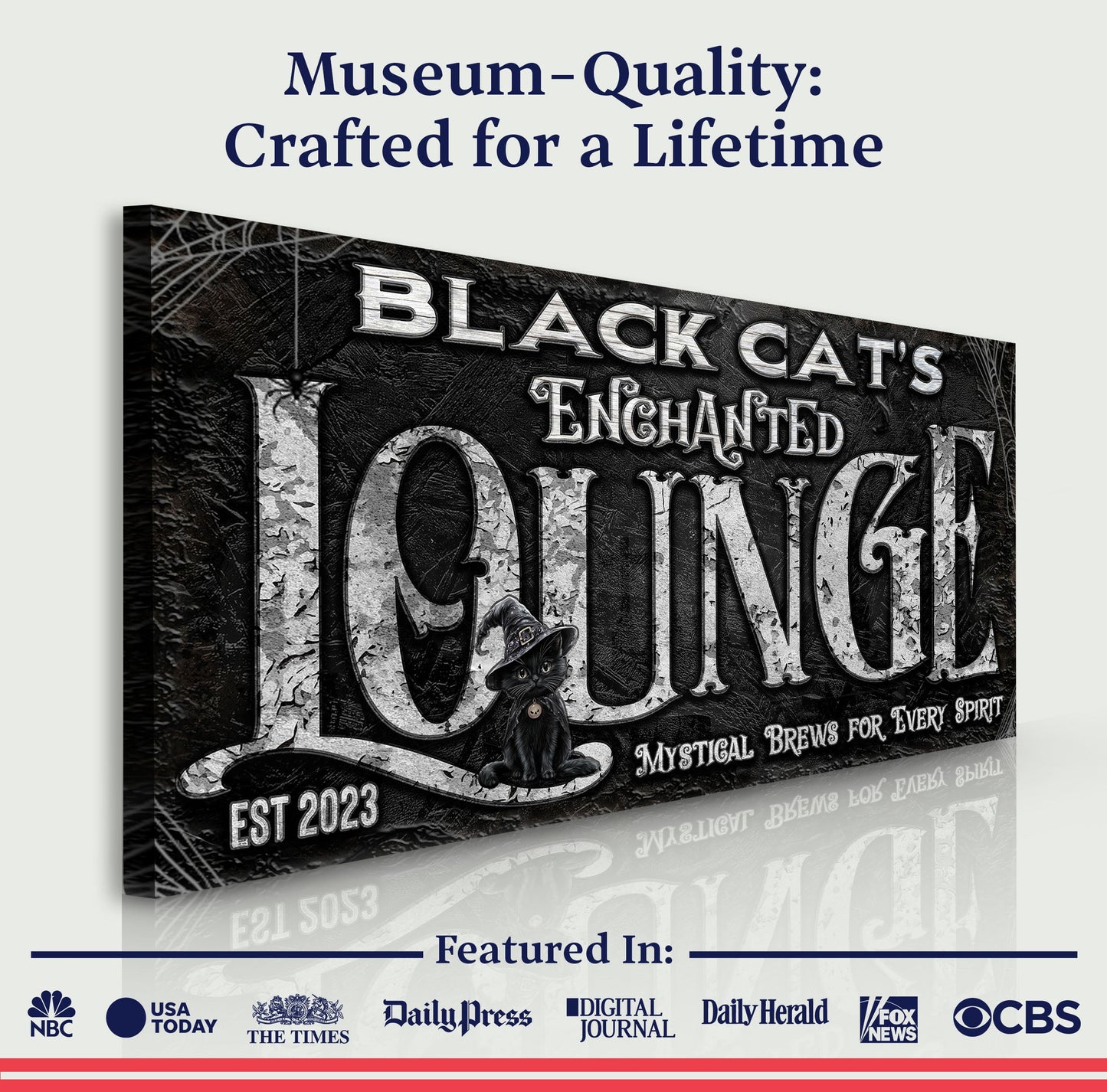 Black Cat's Enchanted Lounge Halloween Canvas Wall Art