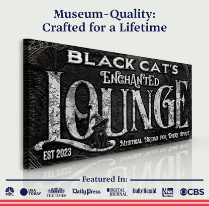 Black Cat's Enchanted Lounge Halloween Canvas Wall Art