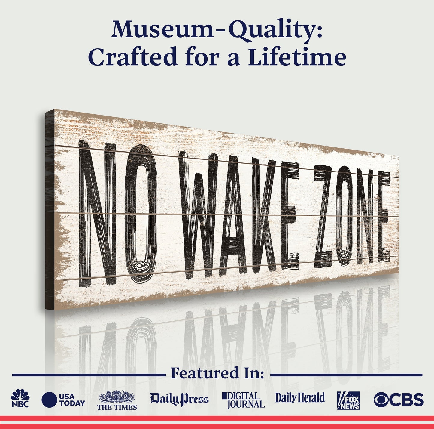 No Wake Zone Nautical Canvas Sign - Lake House Art