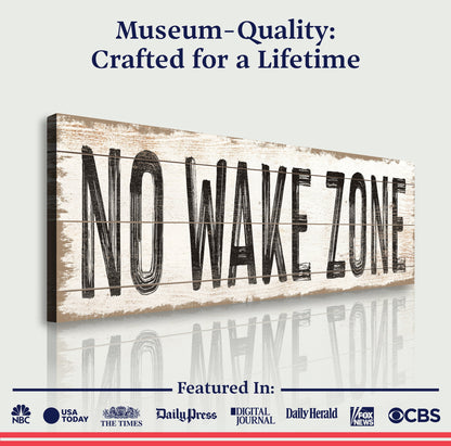No Wake Zone Nautical Canvas Sign - Lake House Art