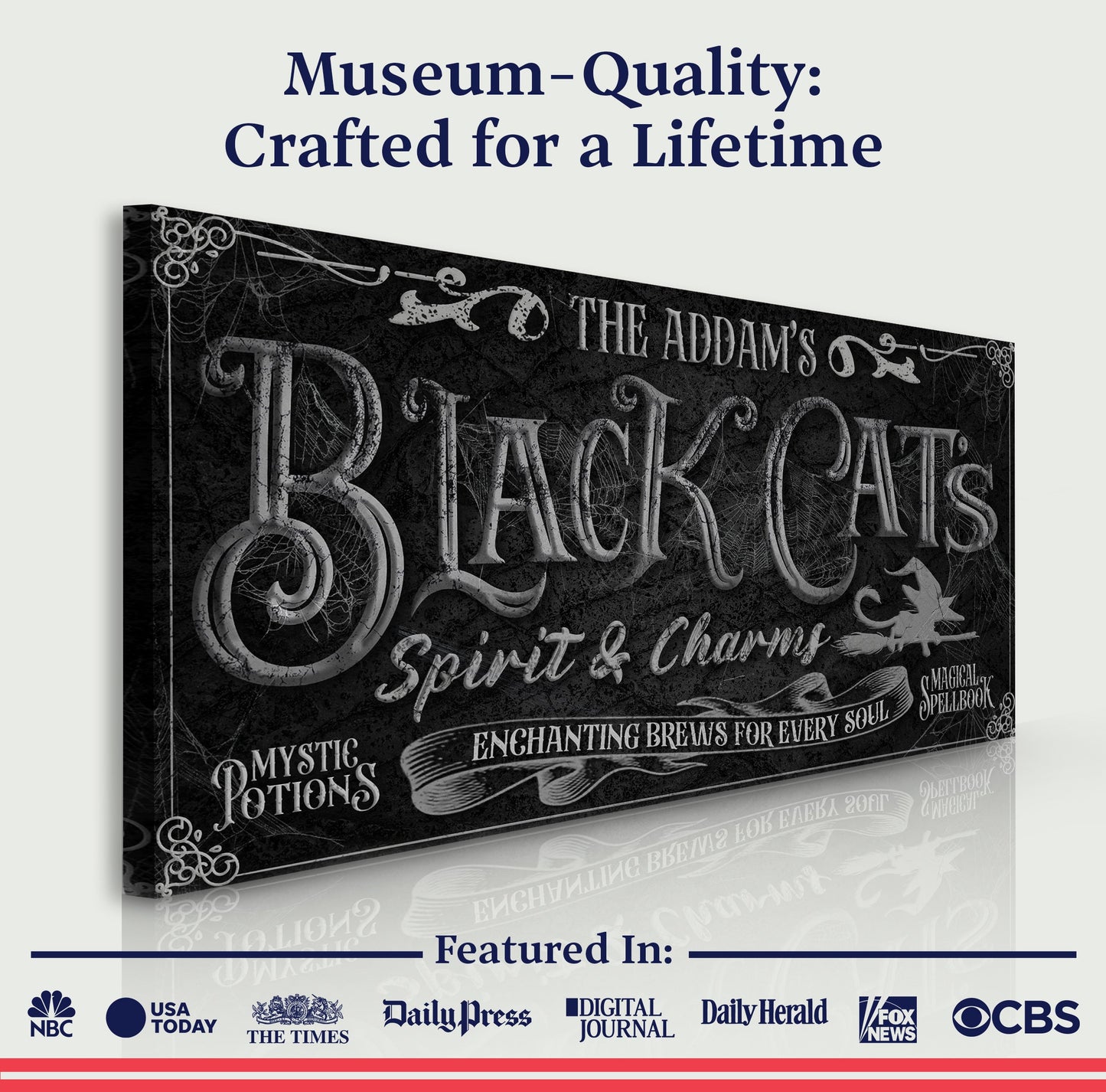 Black Cat's Spirits and Charms Bar Halloween Canvas Wall Art