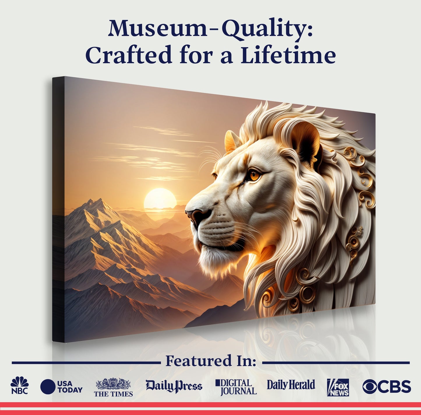 3D Majestic Lion Canvas Wall Art IV