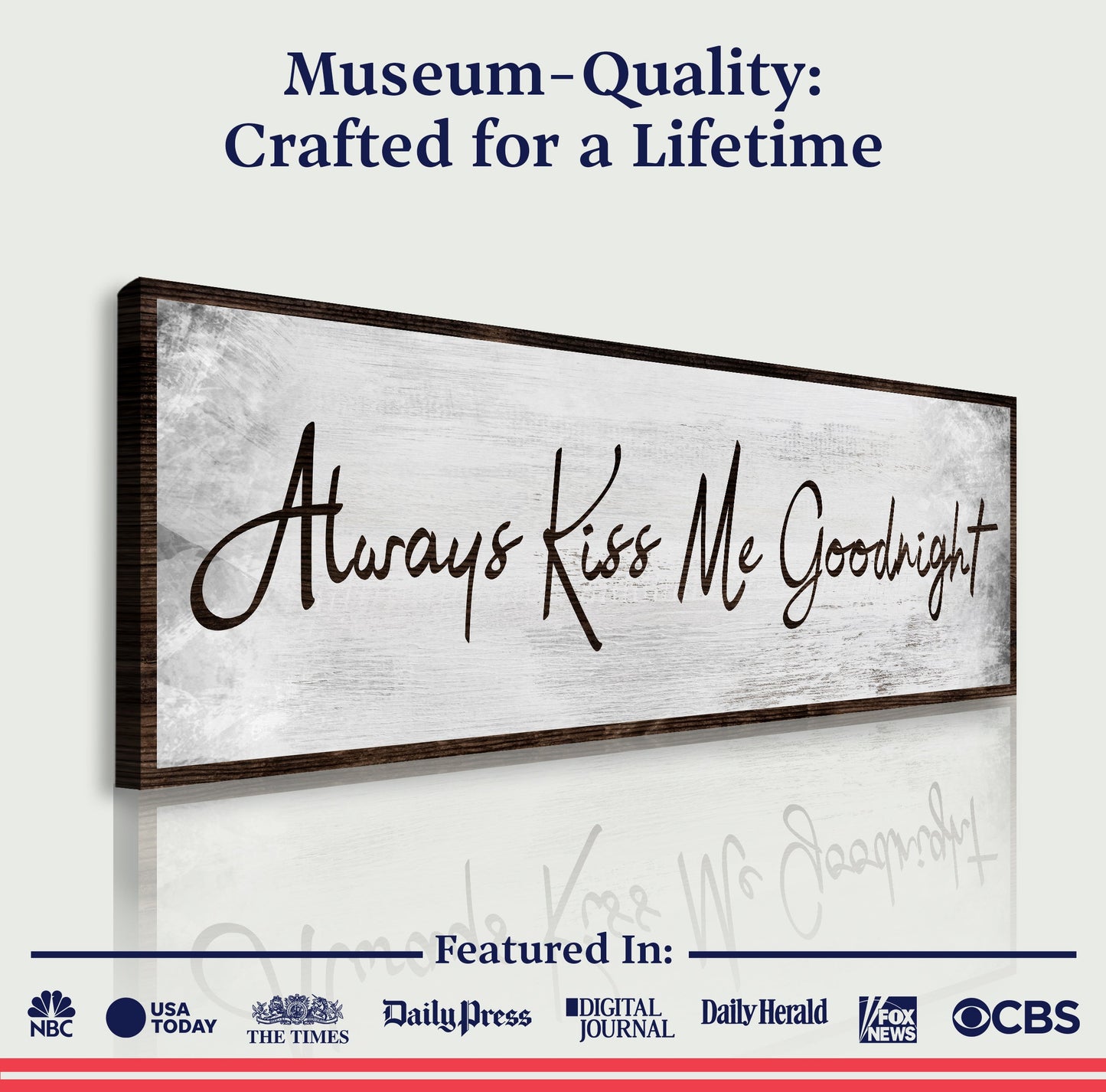 Always Kiss Me Goodnight Couple Canvas Sign IV