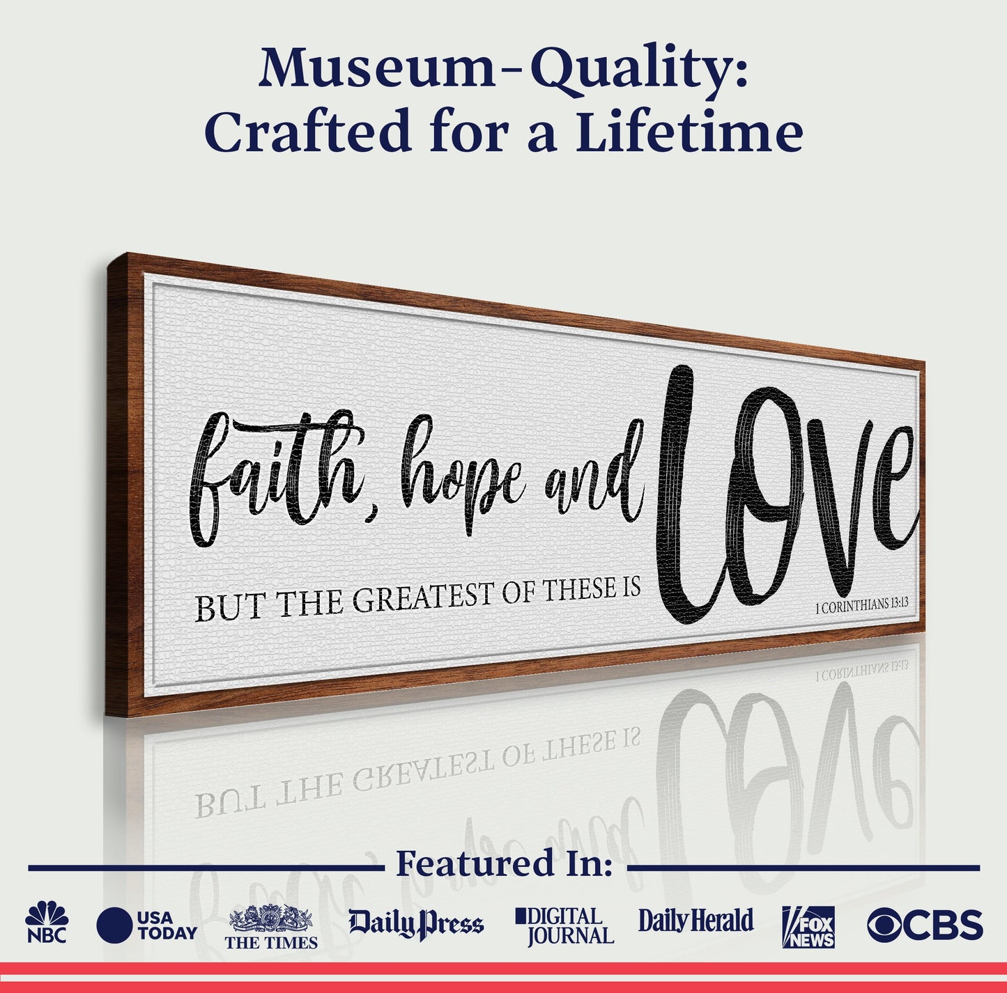 Faith Hope and Love 1 Corinthians 13:13 Canvas Sign II