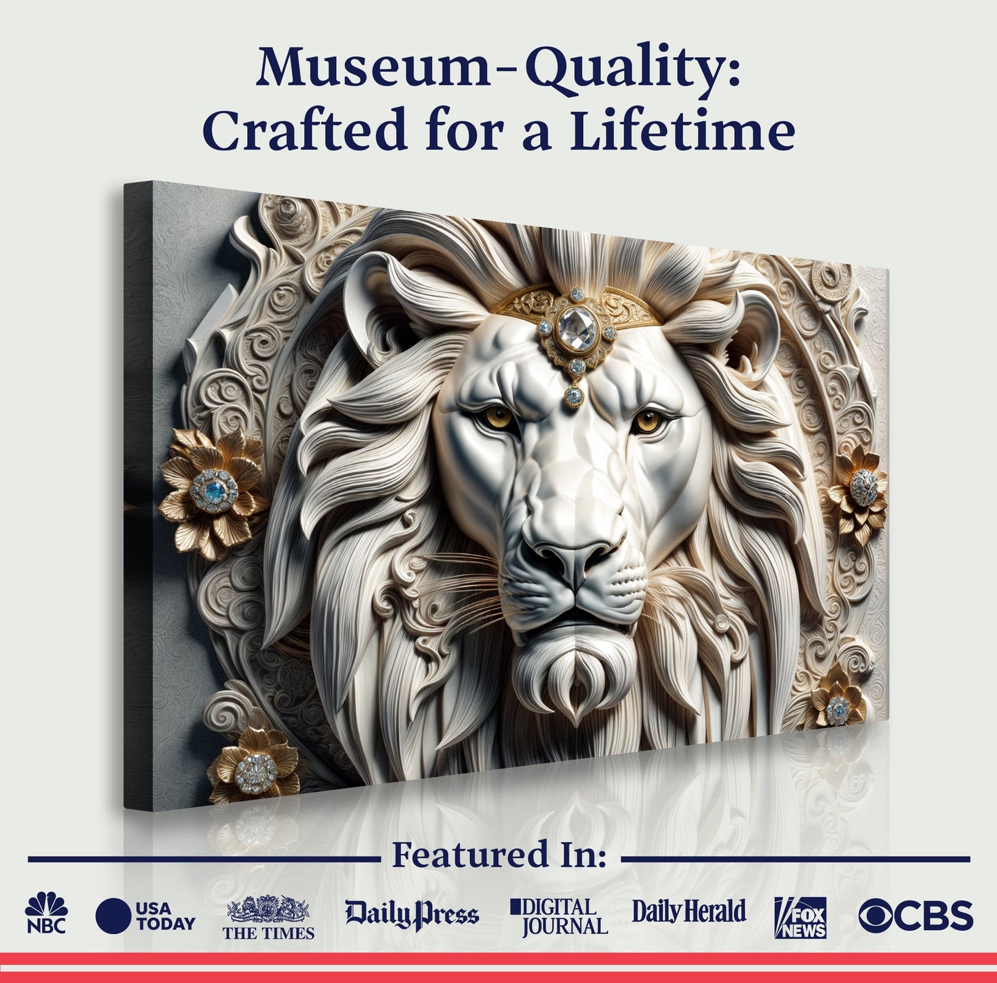 3D Majestic Lion Canvas Wall Art