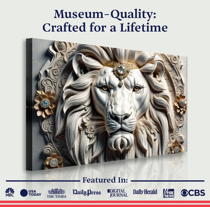 3D Majestic Lion Canvas Wall Art