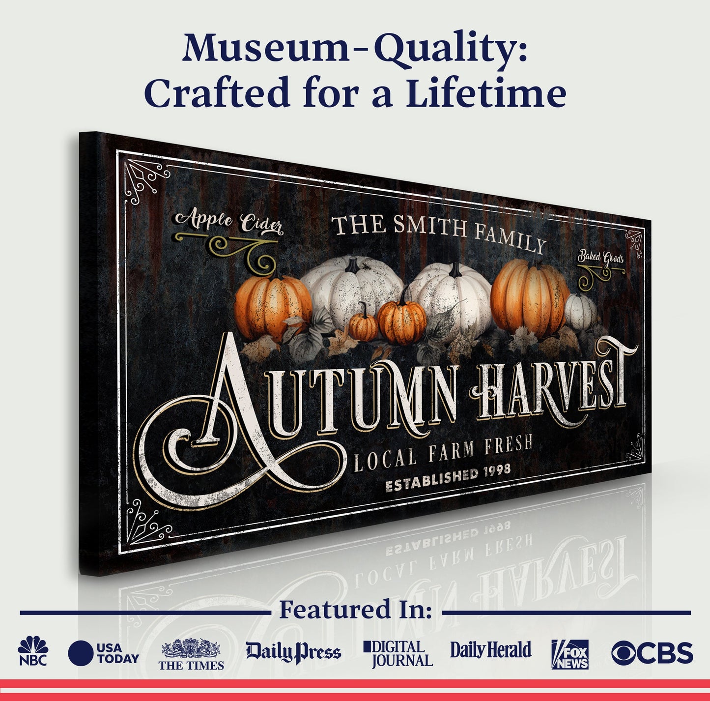 Family Autumn Harvest Thanksgiving Canvas Sign