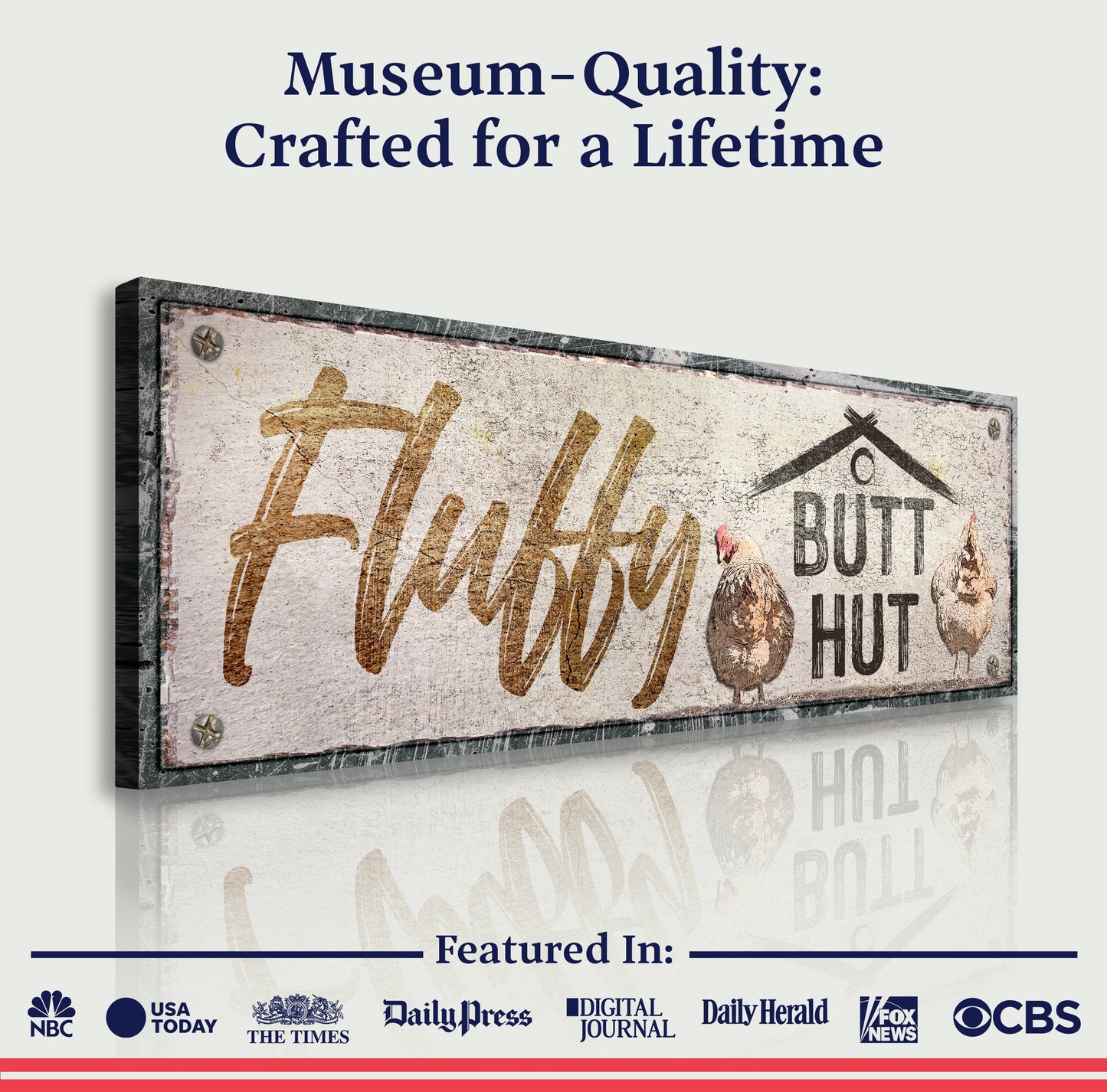 Fluffy Butt Hut Chicken Coop Canvas Sign - Style B