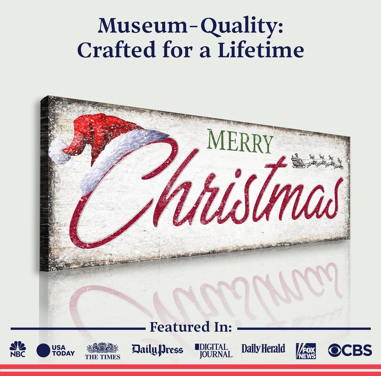Vintage Merry Christmas Canvas Sign IV