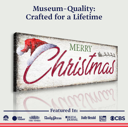 Vintage Merry Christmas Canvas Sign IV