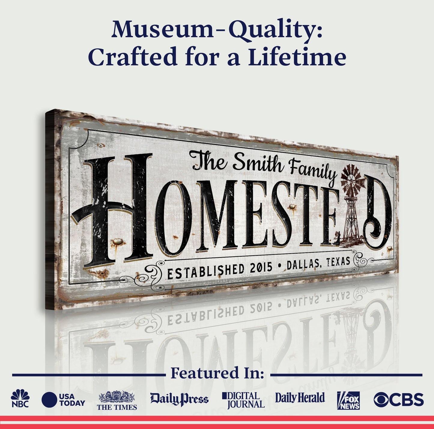 Vintage Rust Homestead Canvas Sign