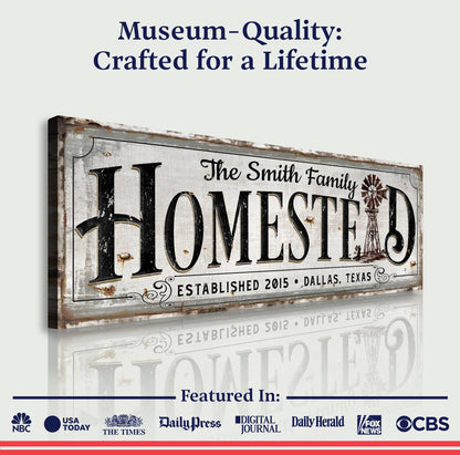 Vintage Rust Homestead Canvas Sign