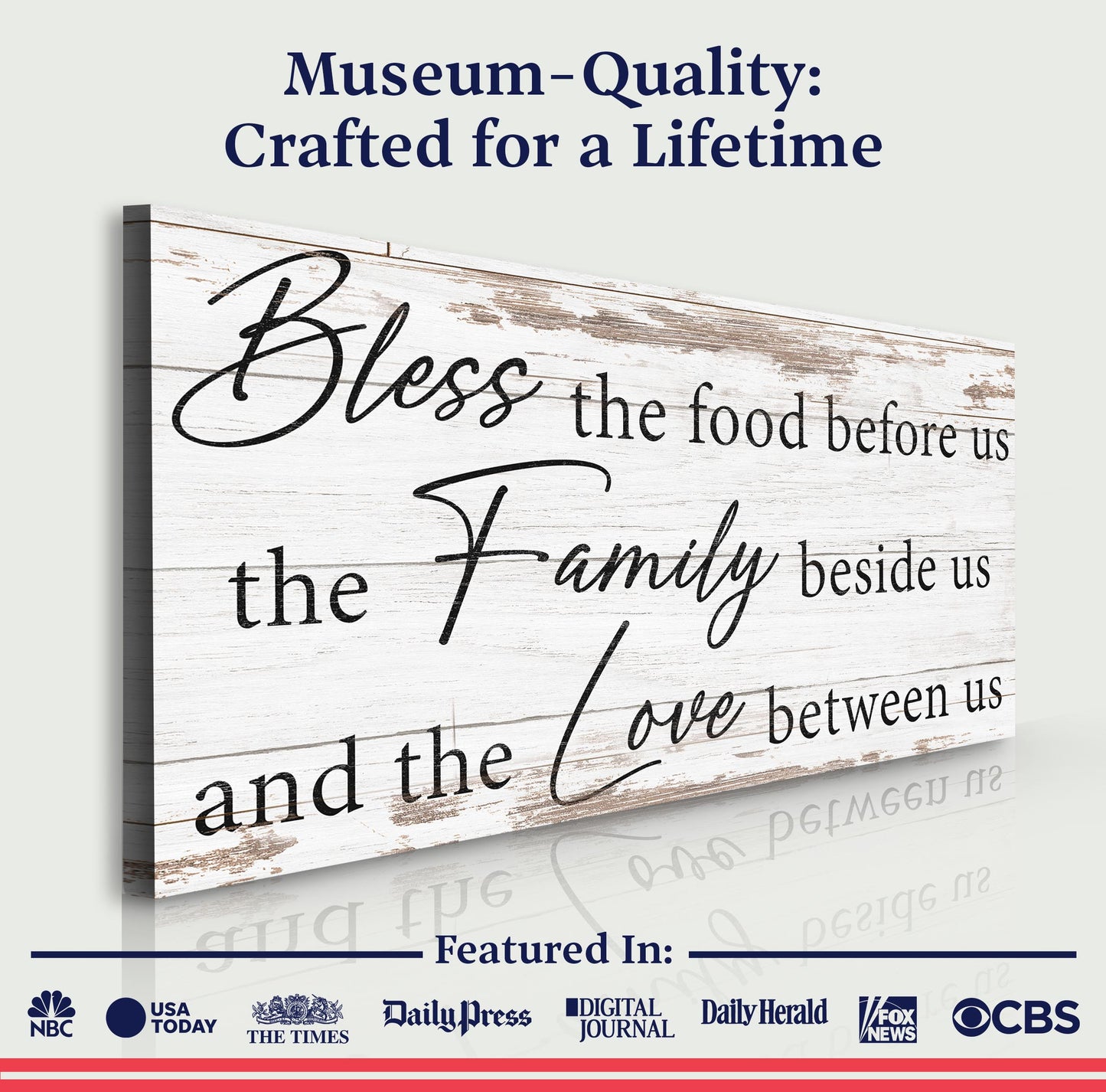 Bless the Food Family and Love Canvas Wall Art