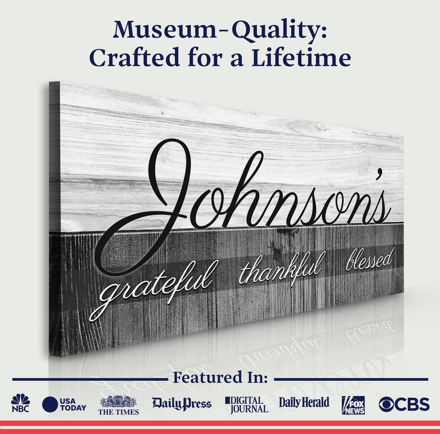 Family Grateful Canvas Wall Art Sign