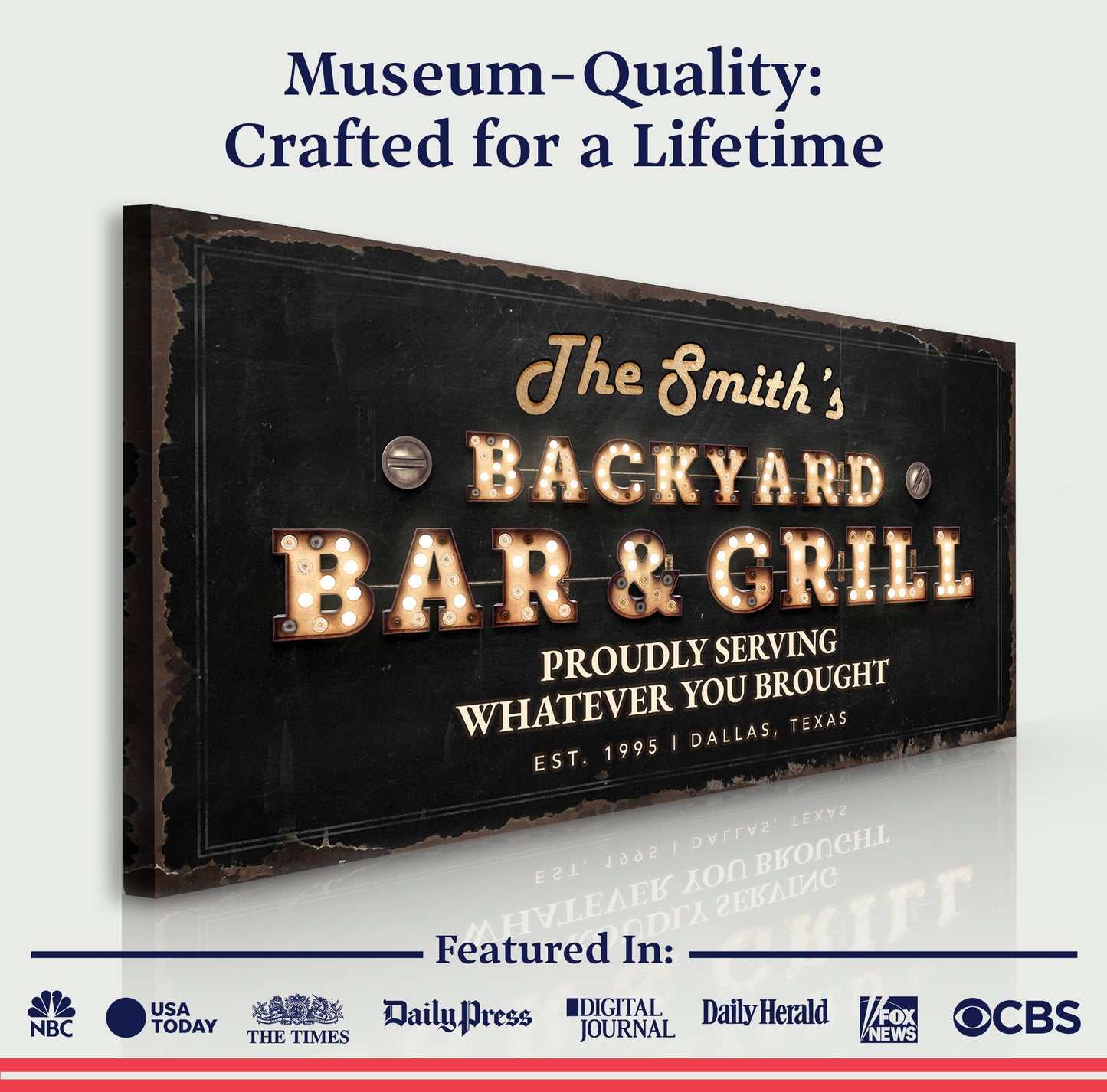 Backyard Bar and Grill Canvas Sign Outdoor Decor