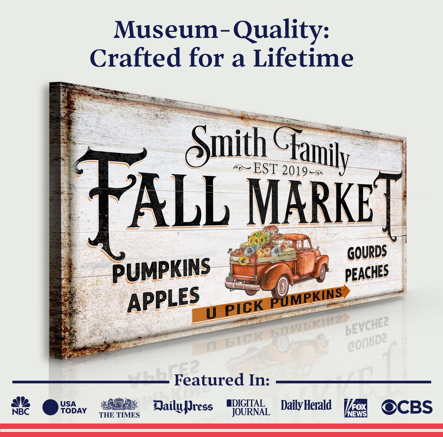 Fall Market Pumpkin Patch Canvas Wall Art Sign