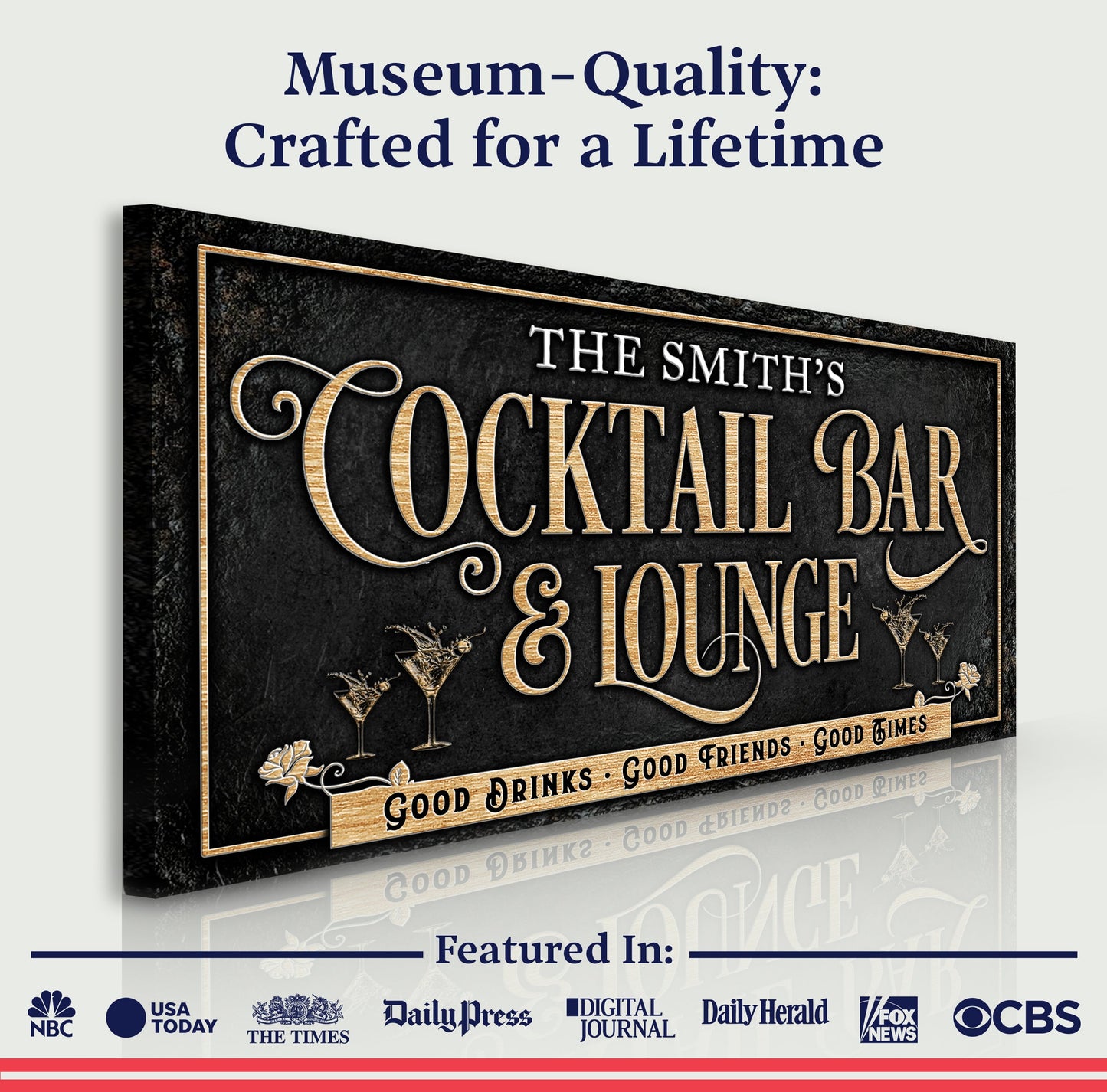 Cocktail Bar and Lounge Sign Canvas Wall Art