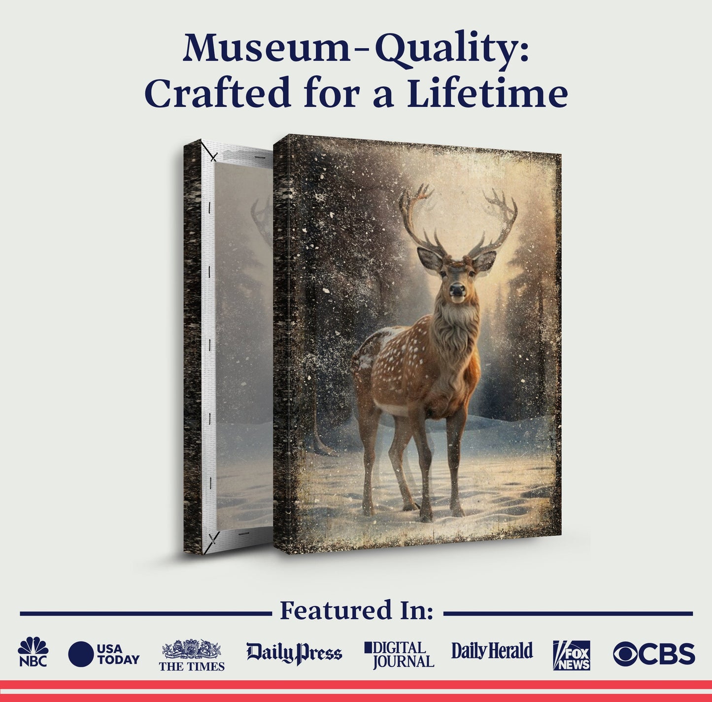 Vintage Winter Deer Canvas Wall Art IV