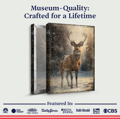Vintage Winter Deer Canvas Wall Art IV