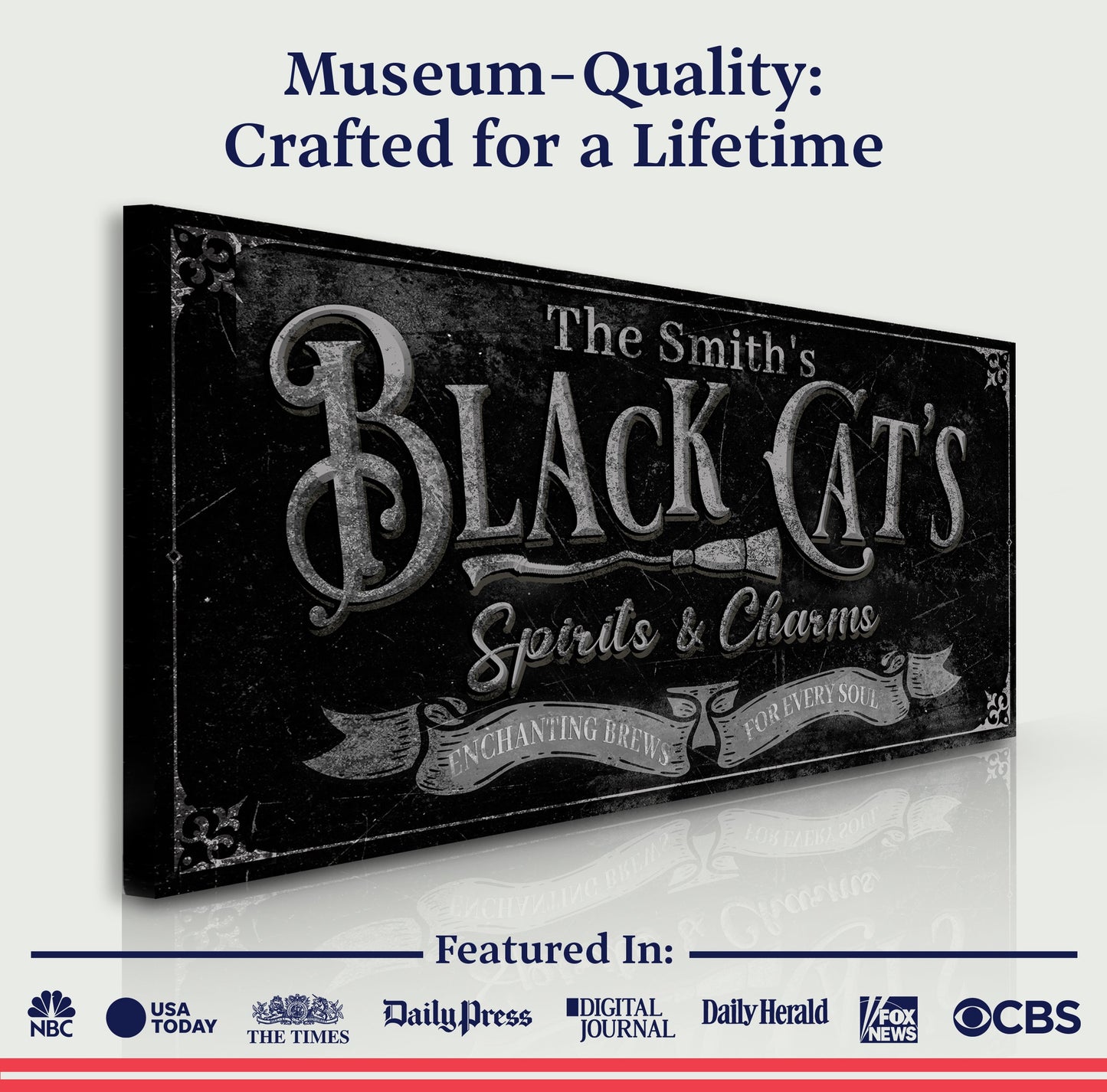 Black Cat's Spirits and Charms Bar Halloween Canvas Wall Art
