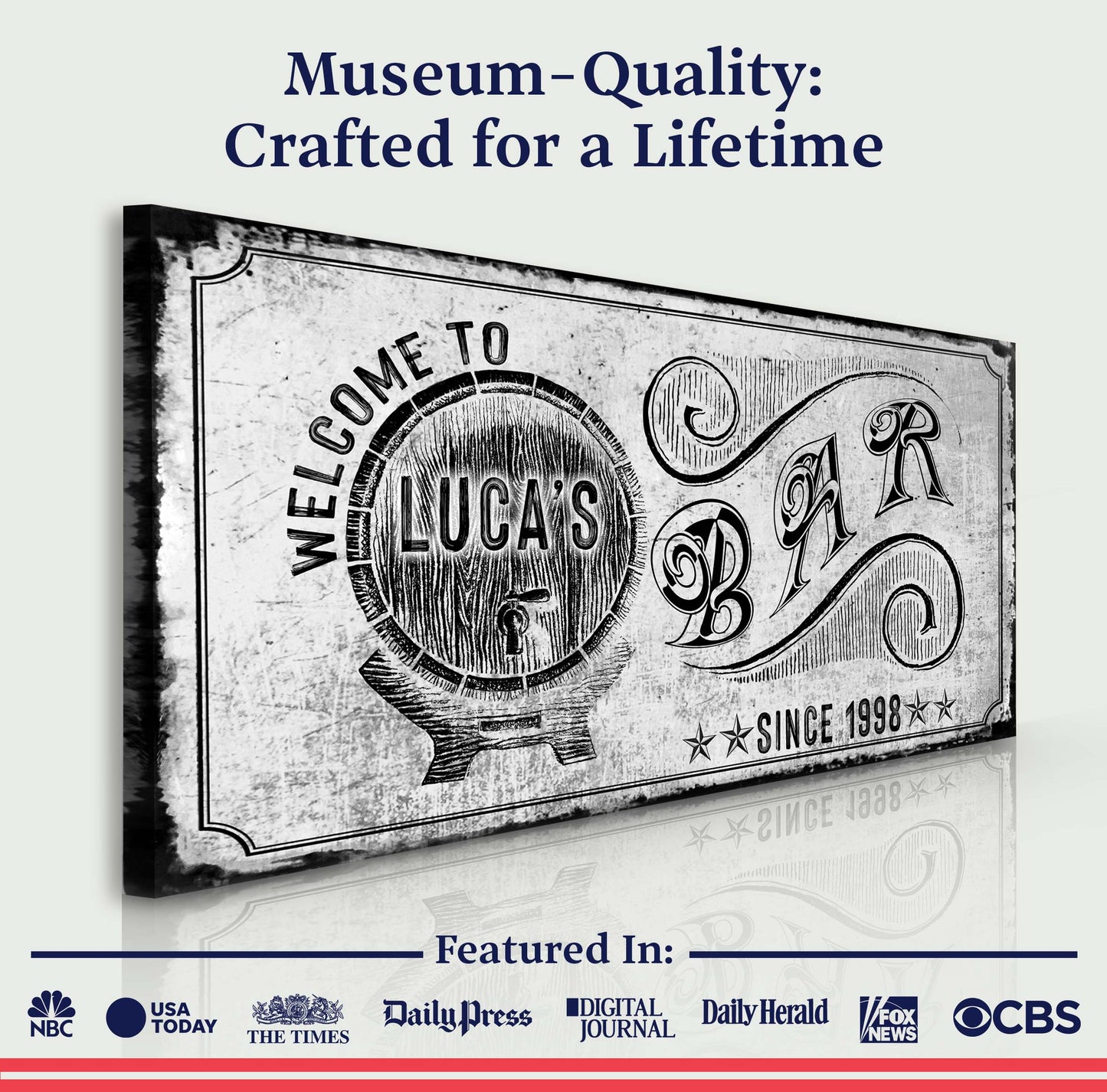 Bar Sign Personalized Canvas Wall Art for Home Bars