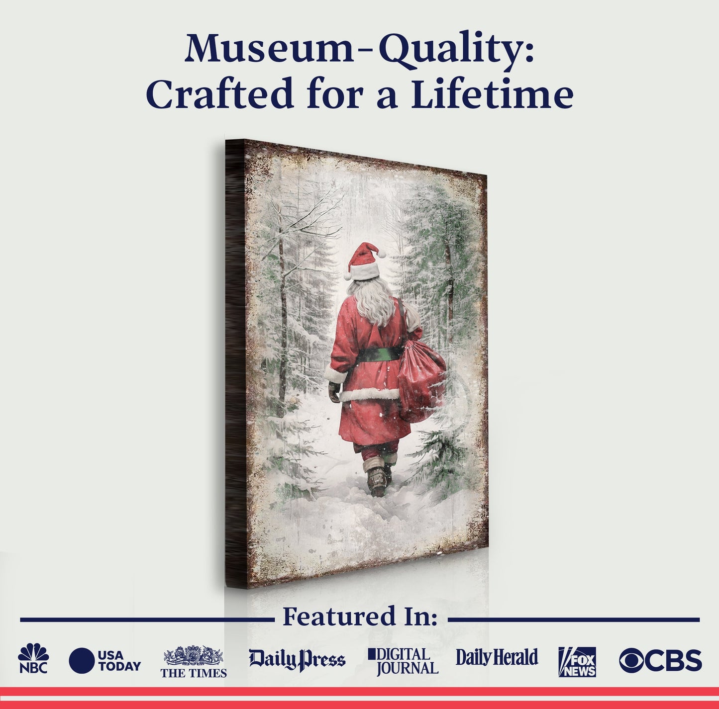 Vintage Christmas Santa Claus Canvas Wall Art