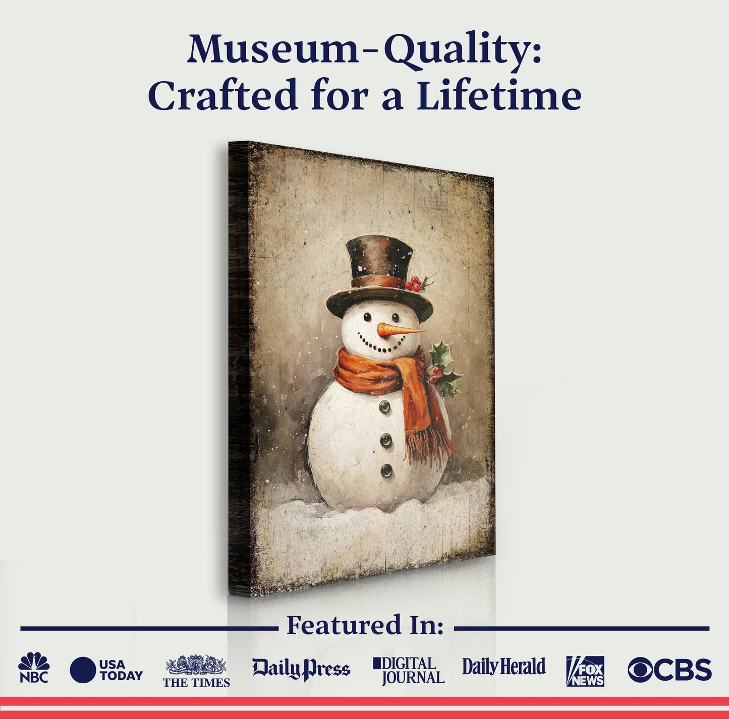 Vintage Snowman Christmas Canvas Wall Art IV