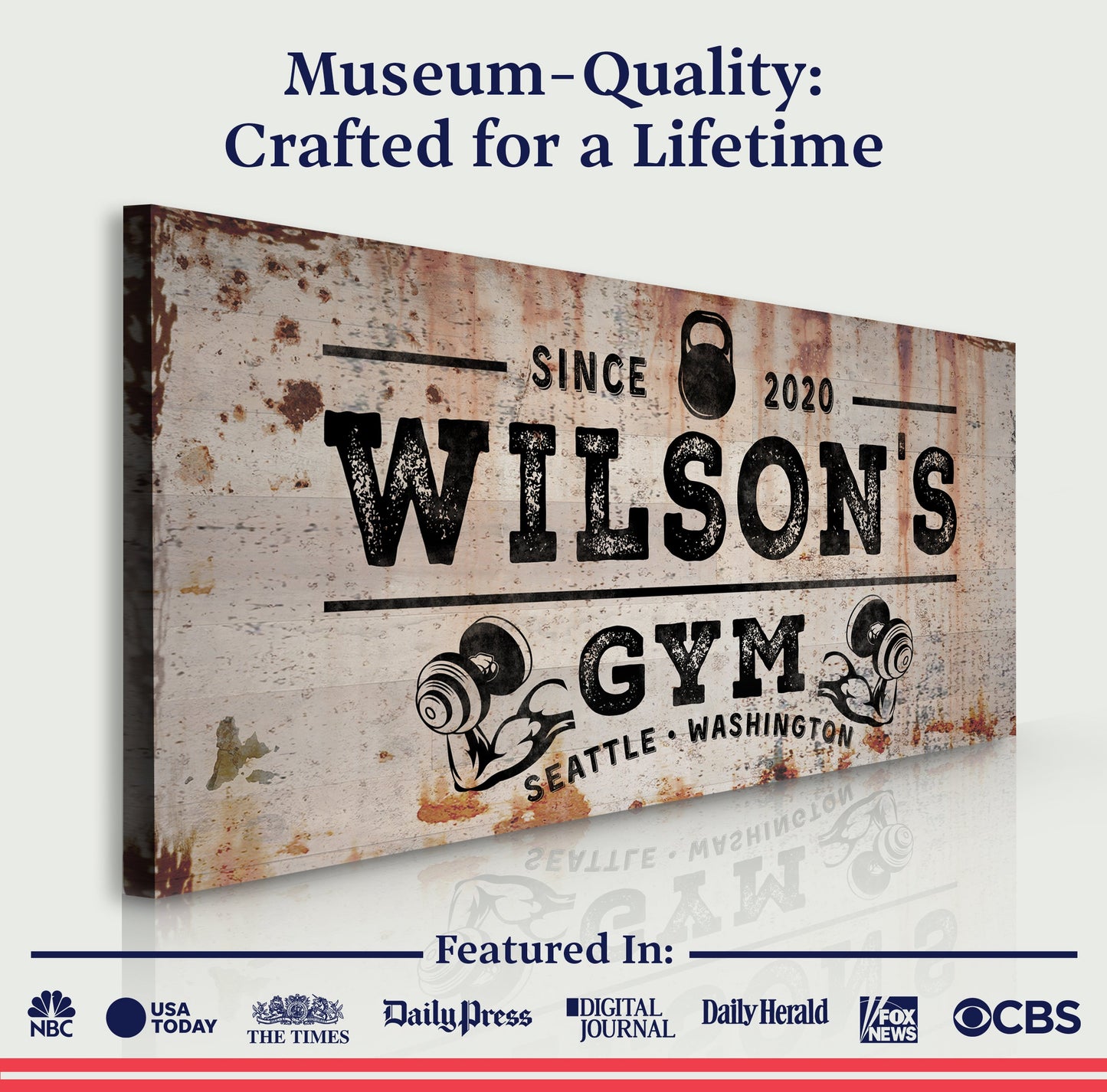 Gym Sign VI Personalized Motivational Canvas Wall Art