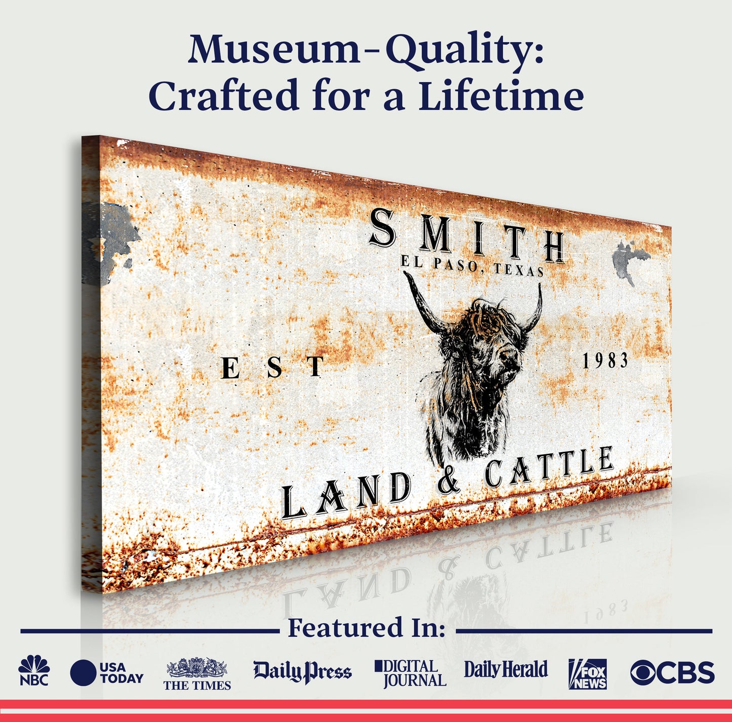 Land and Cattle Rustic Canvas Wall Art