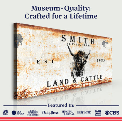 Land and Cattle Rustic Canvas Wall Art