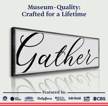 Gather Sign Canvas Wall Art - Vertical Farmhouse