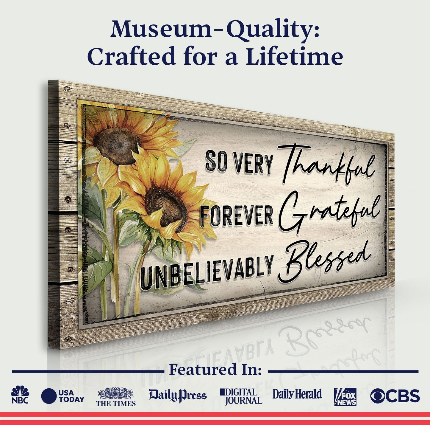 Grateful Thankful Blessed Family Canvas Wall Art