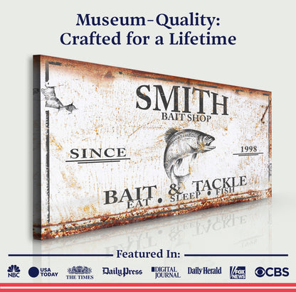 Bait and Tackle Canvas Wall Art Sign