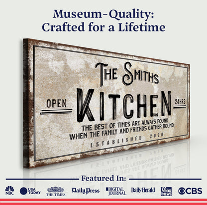 Family Kitchen Rustic Canvas Sign