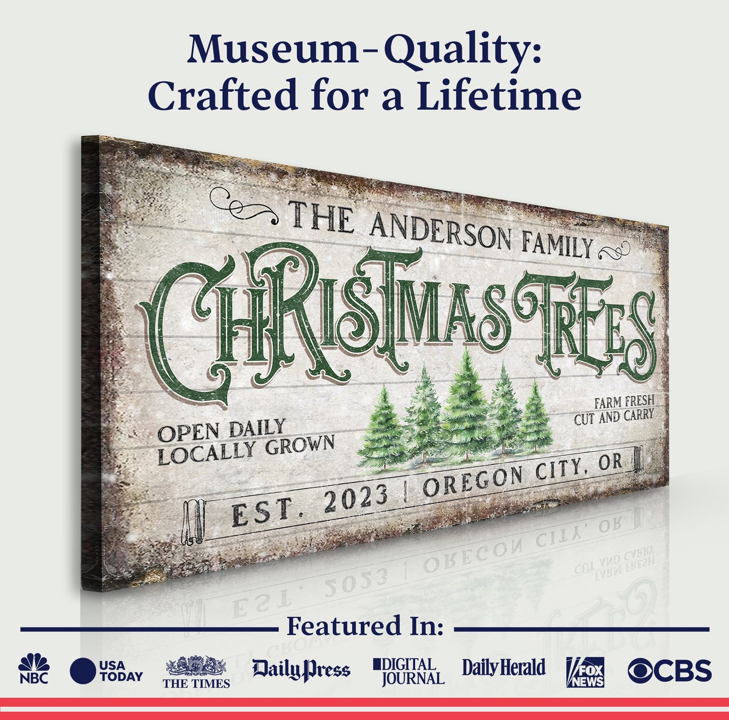 Family Christmas Tree Farm Canvas Wall Art Sign IV