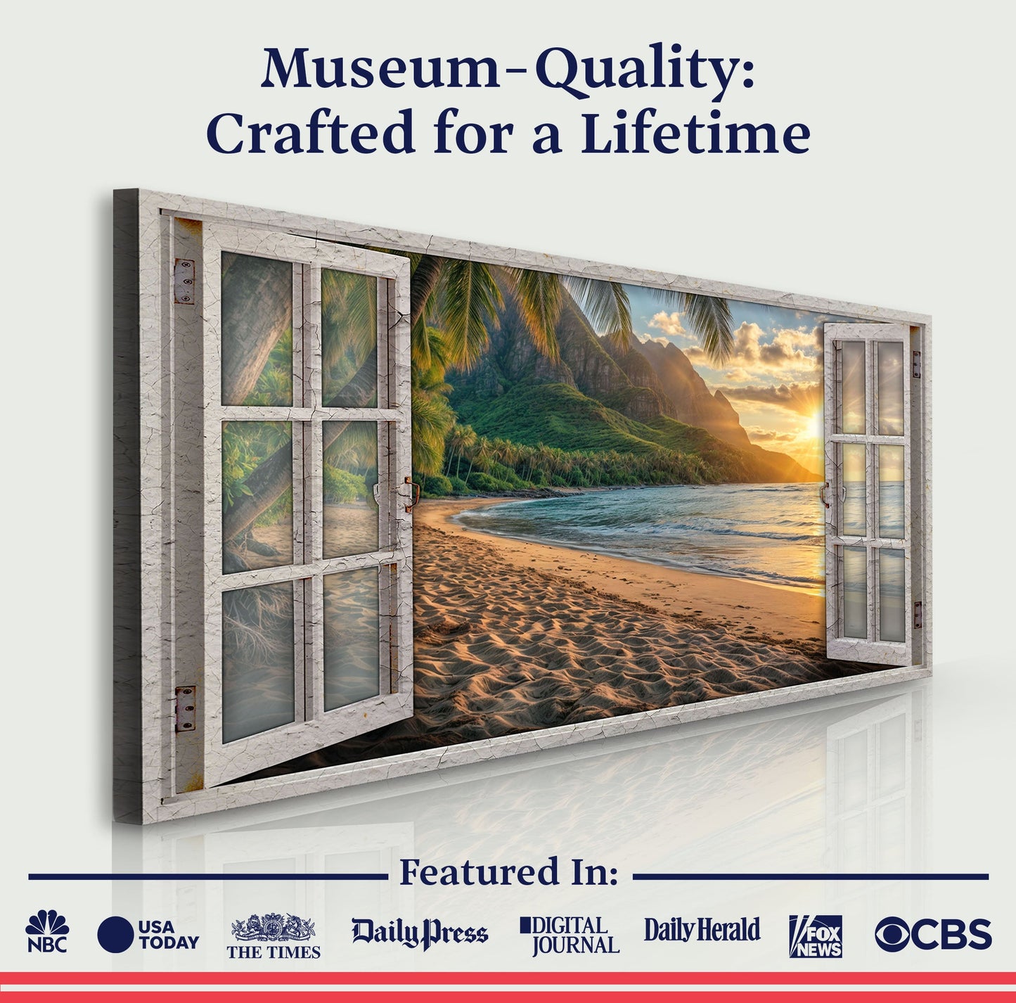 Beachfront Dreams Window Coastal Canvas Wall Art