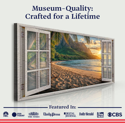 Beachfront Dreams Window Coastal Canvas Wall Art