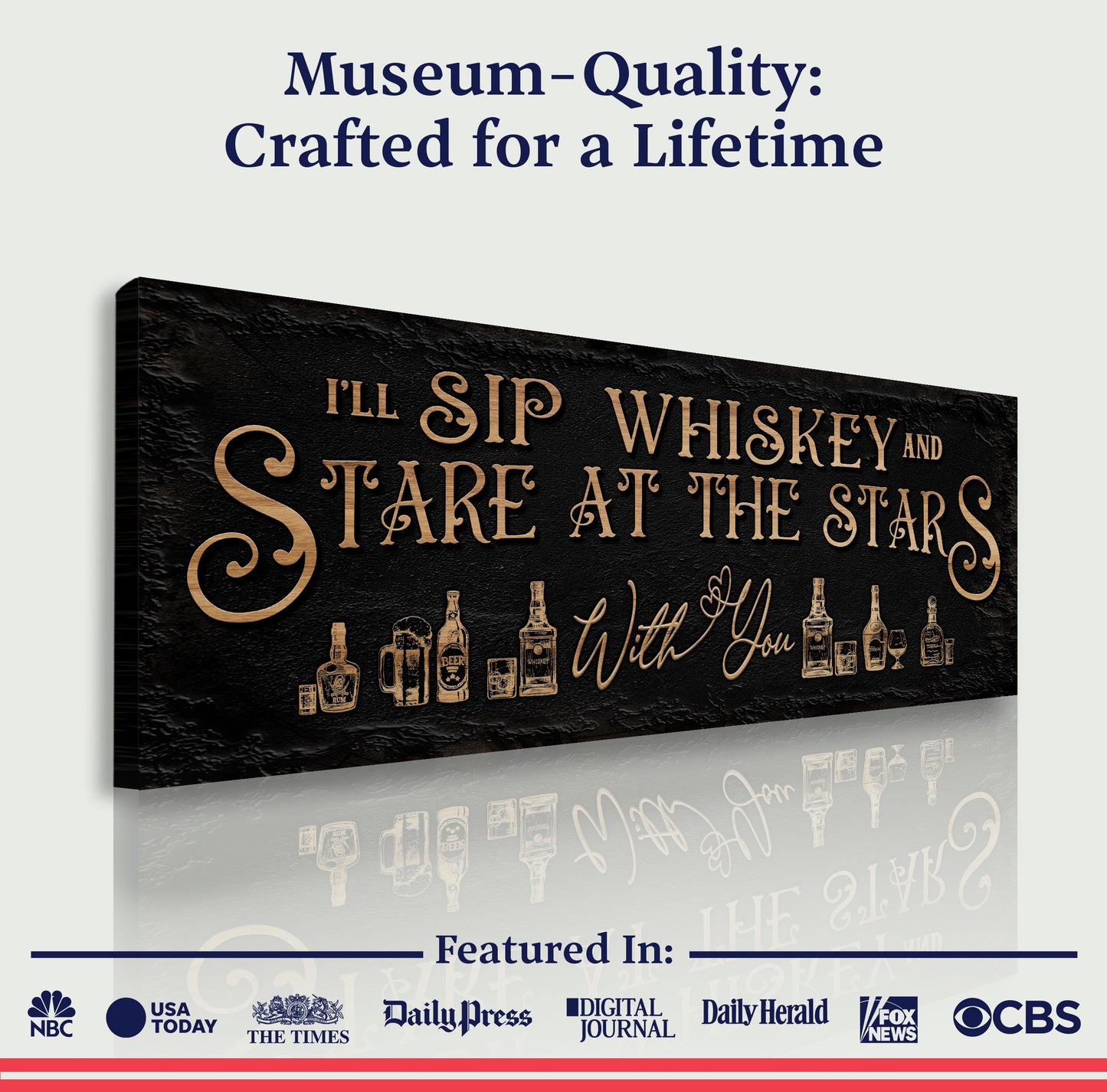Sip Whiskey Stare At The Stars Rustic Canvas Art