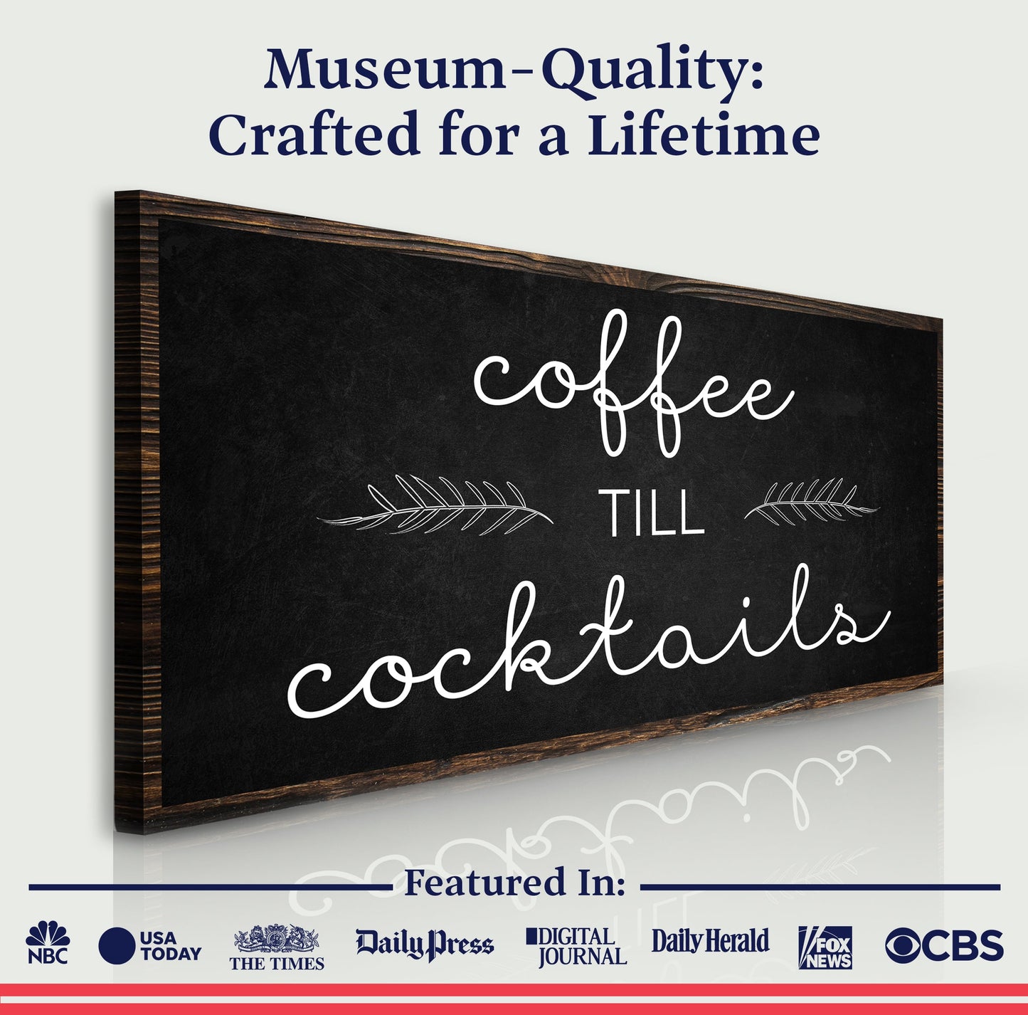 Coffee Till Cocktails Bar Canvas Sign