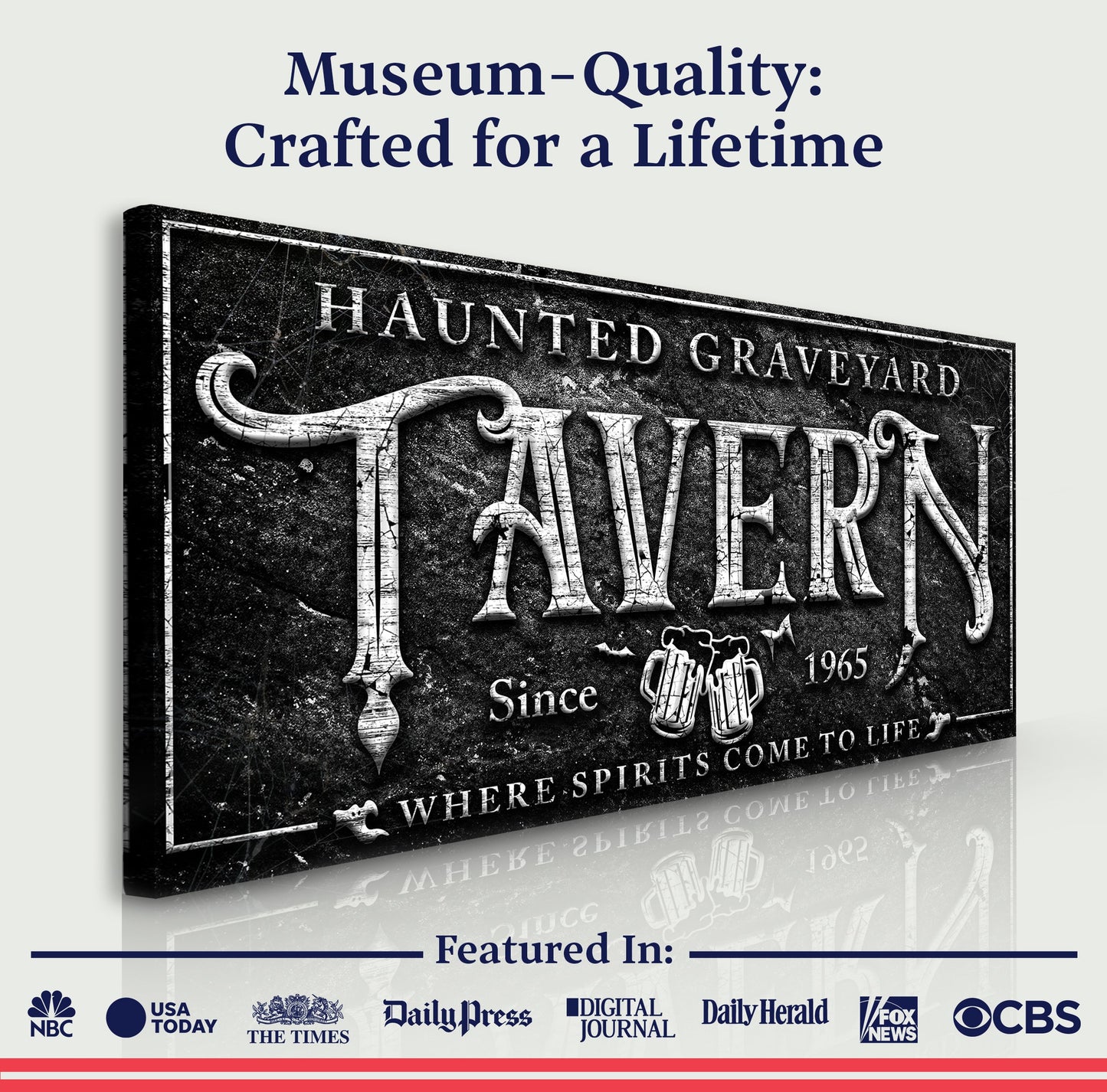 Haunted Graveyard Tavern Halloween Canvas Wall Art