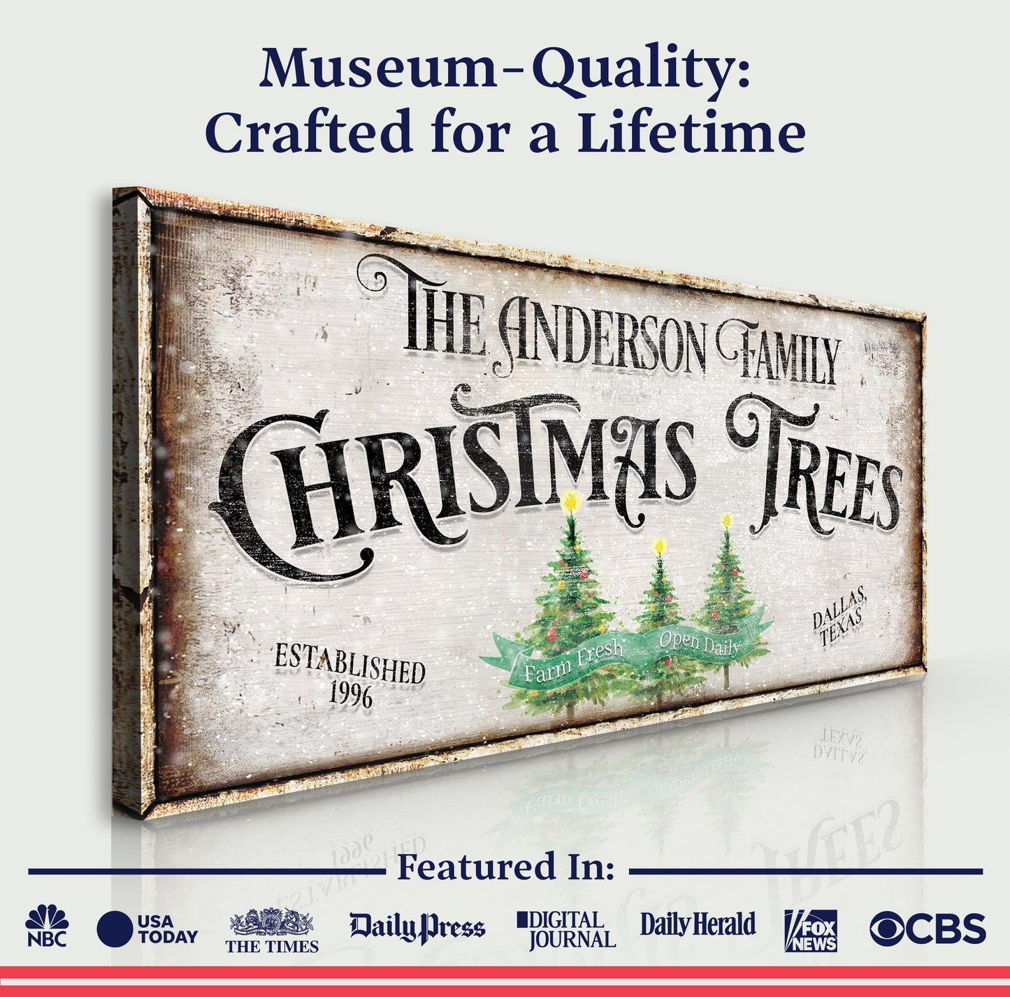 Family Christmas Tree Farm Canvas Wall Art Sign III