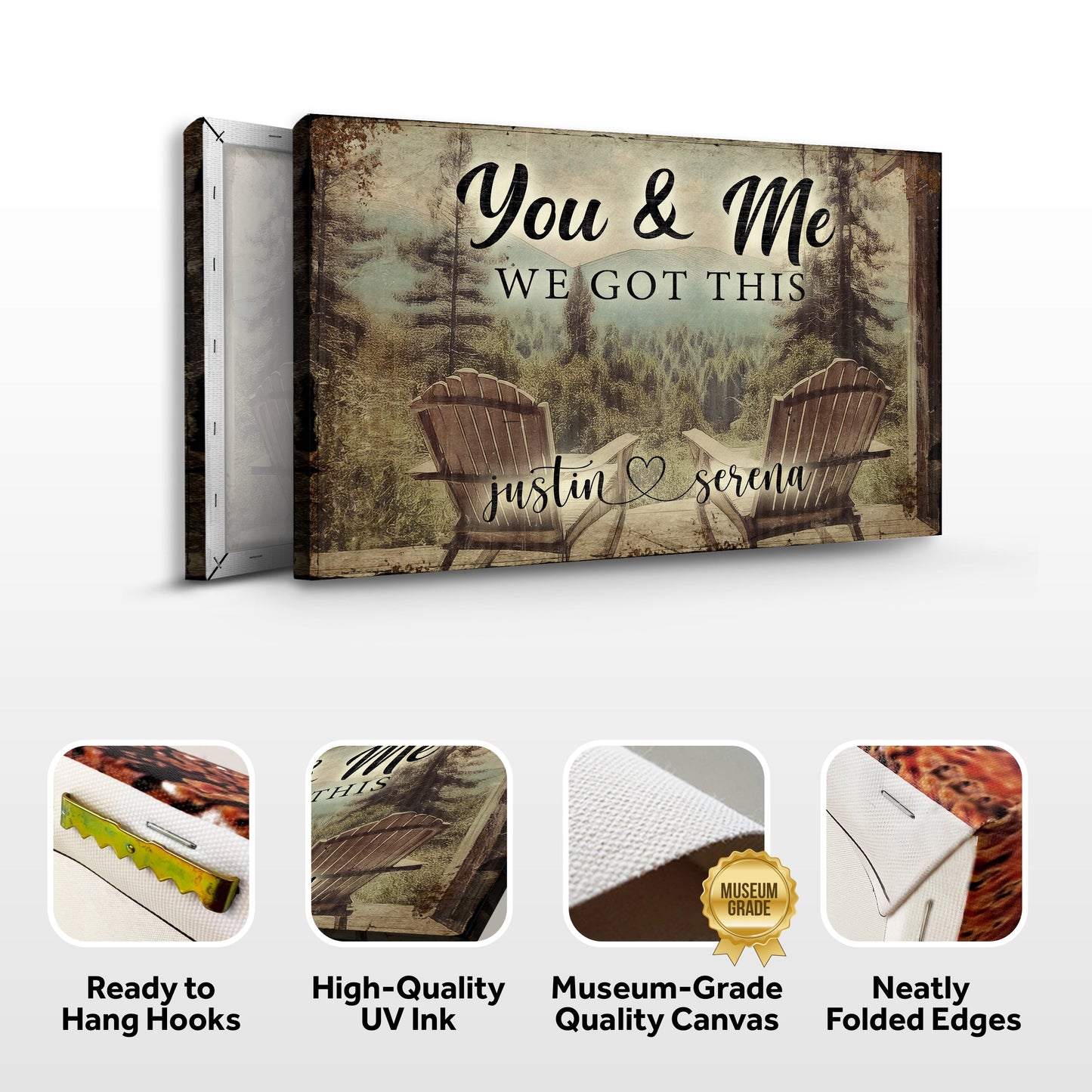 Cabin Forest Couple Canvas Wall Art