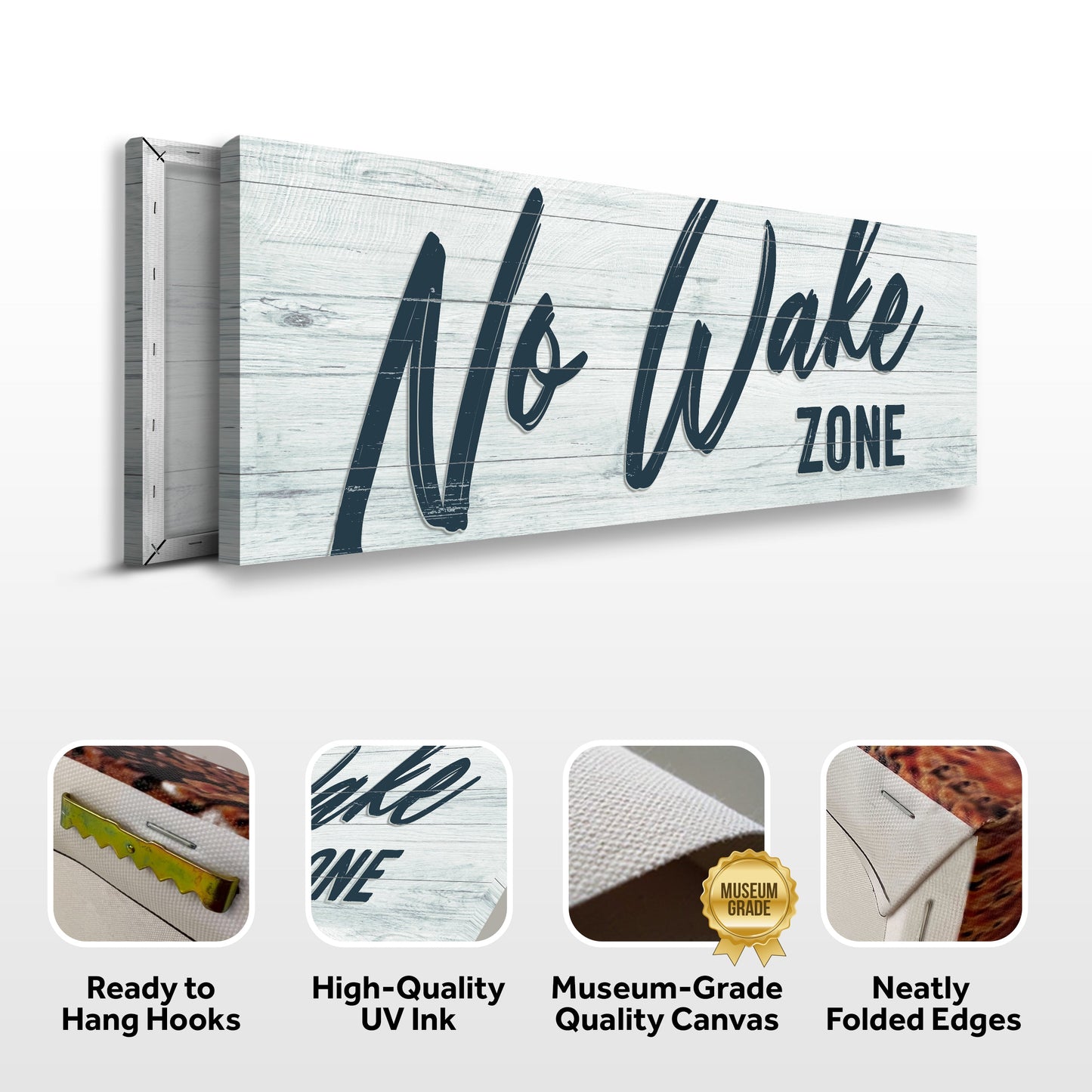 No Wake Zone Lake Sign Canvas Wall Art