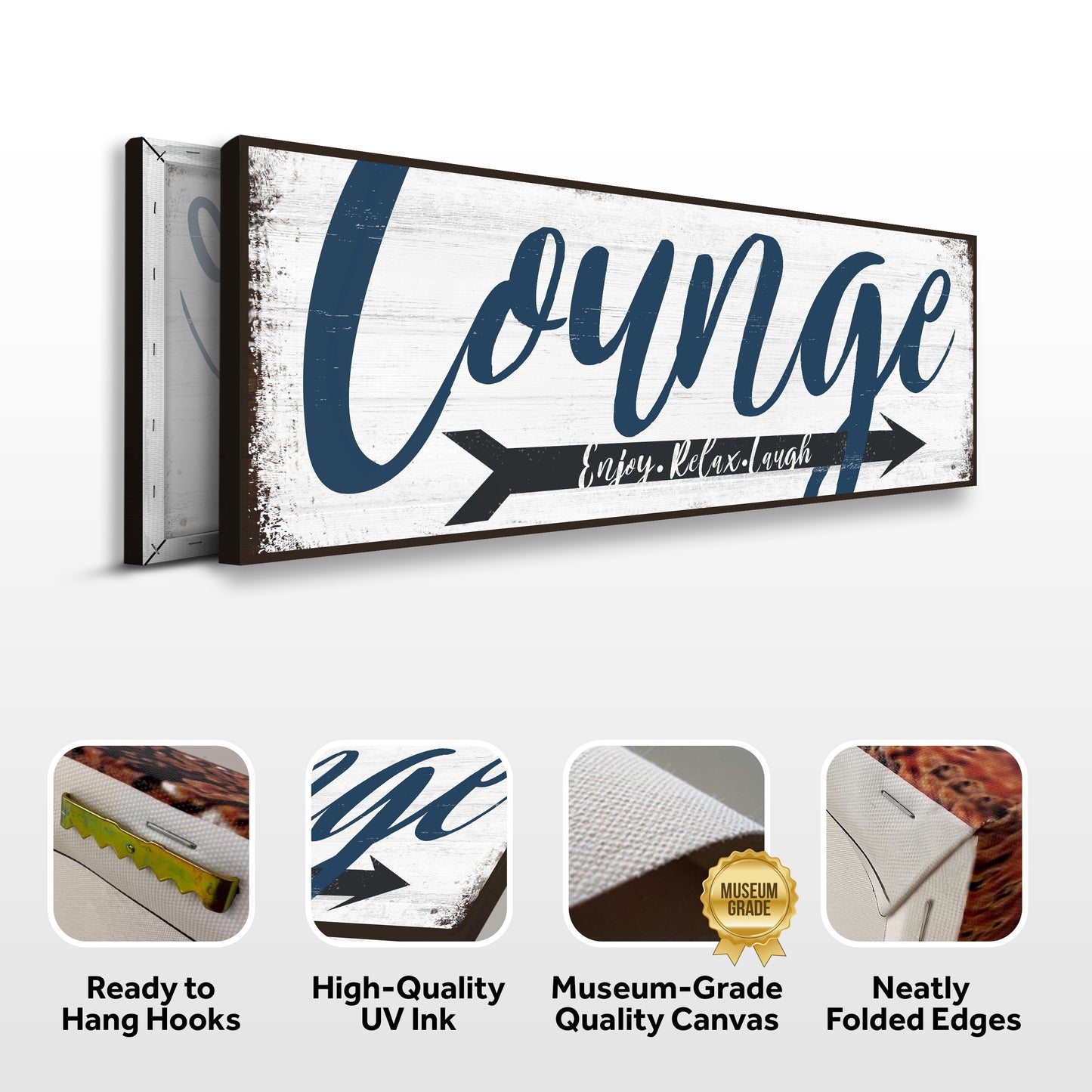 Enjoy Relax Laugh Lounge Canvas Wall Sign