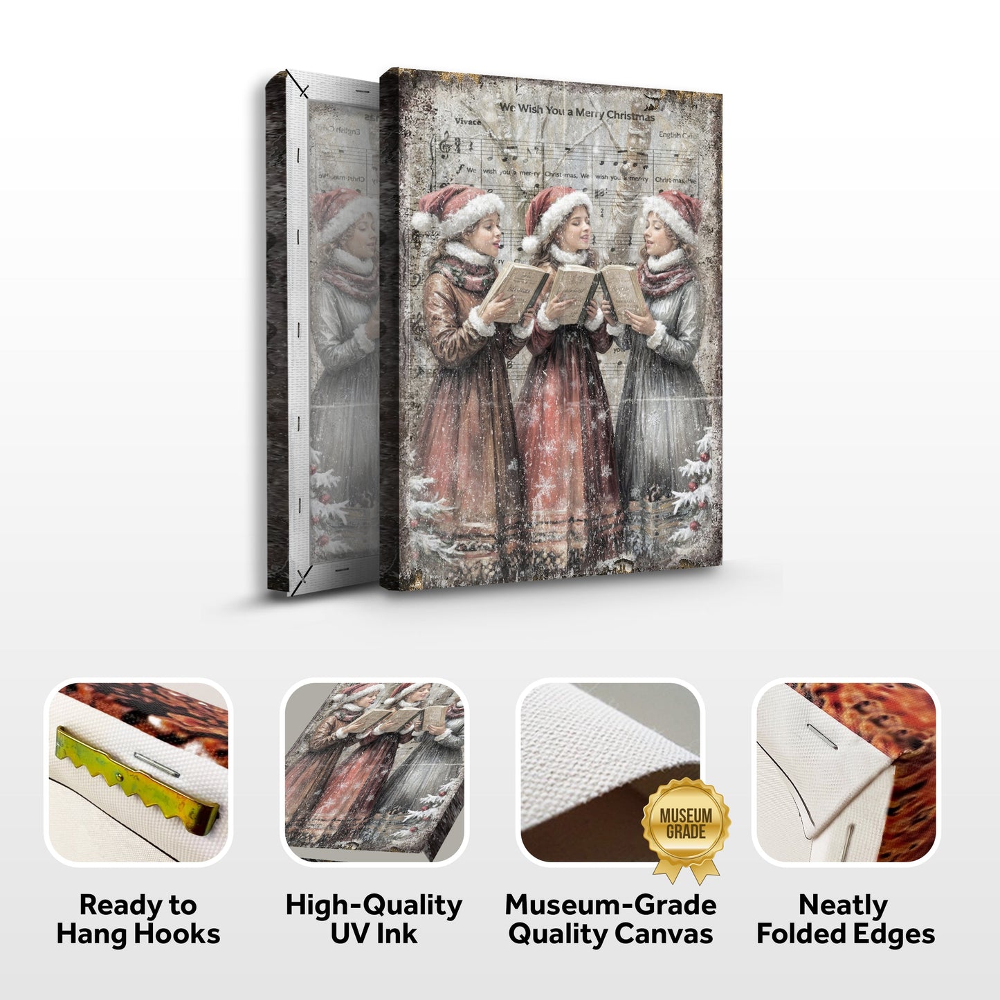Vintage Christmas Carolers Canvas Wall Art
