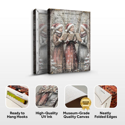 Vintage Christmas Carolers Canvas Wall Art