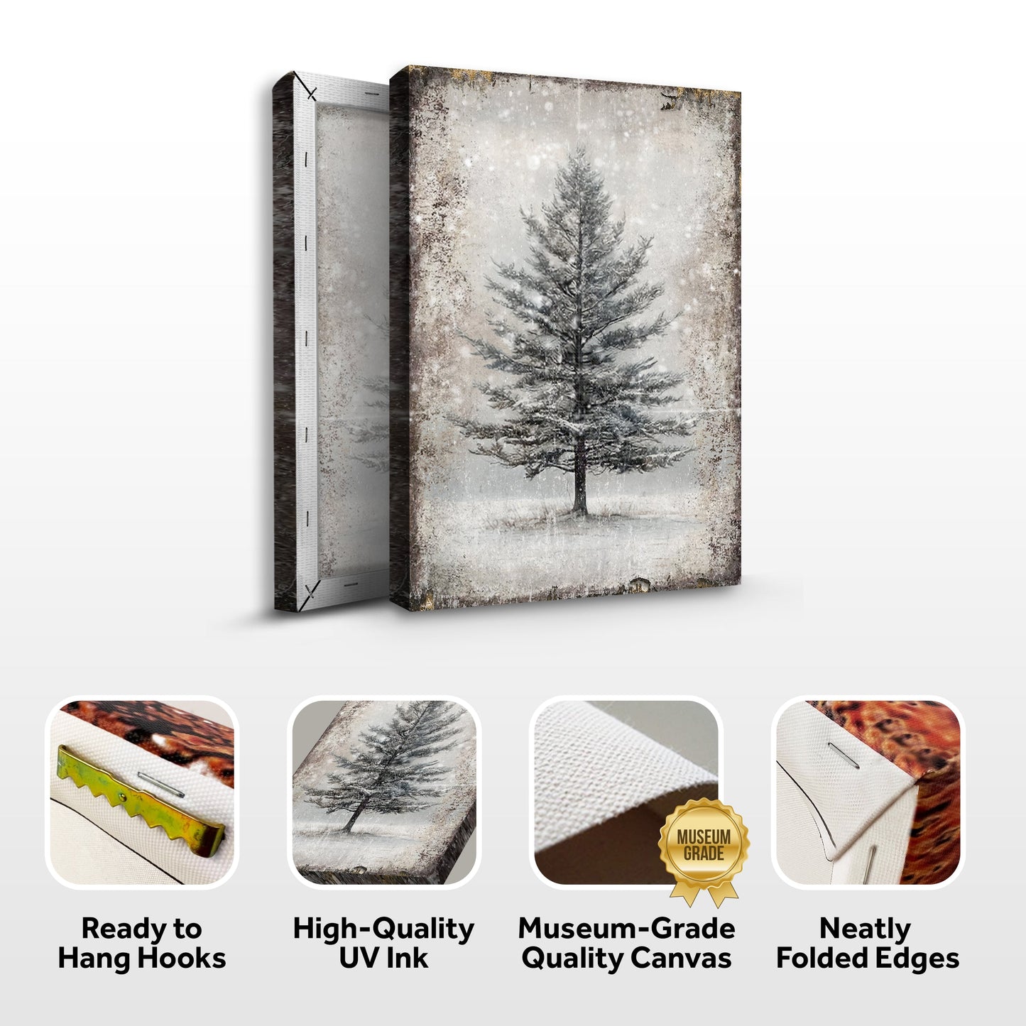 Vintage Christmas Tree Canvas Wall Art