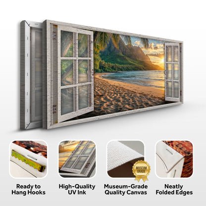 Beachfront Dreams Window Coastal Canvas Wall Art
